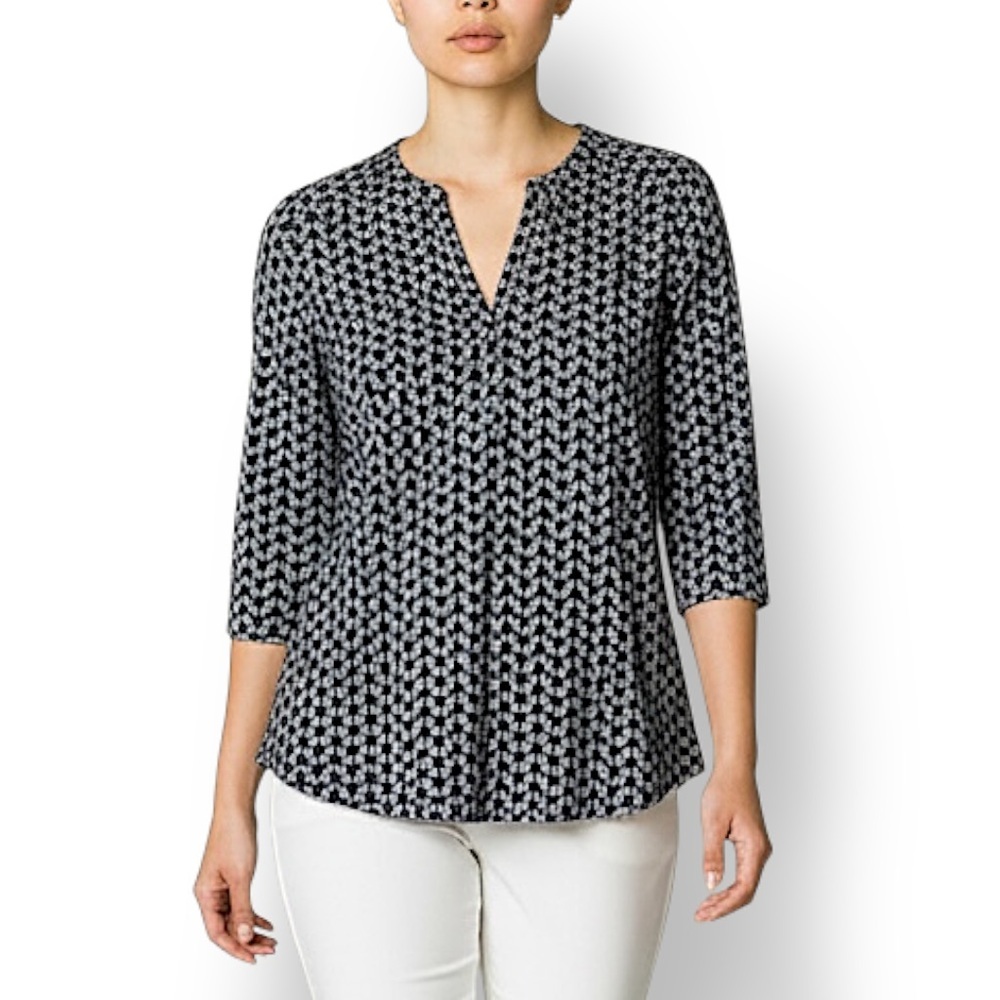 4/$20 H&M Black White Geometric Print Hi-Low Top